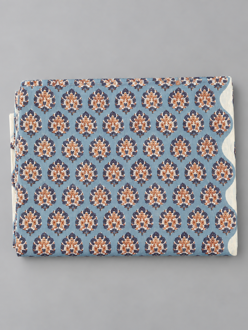 Grey Block Printed Cotton Fabric