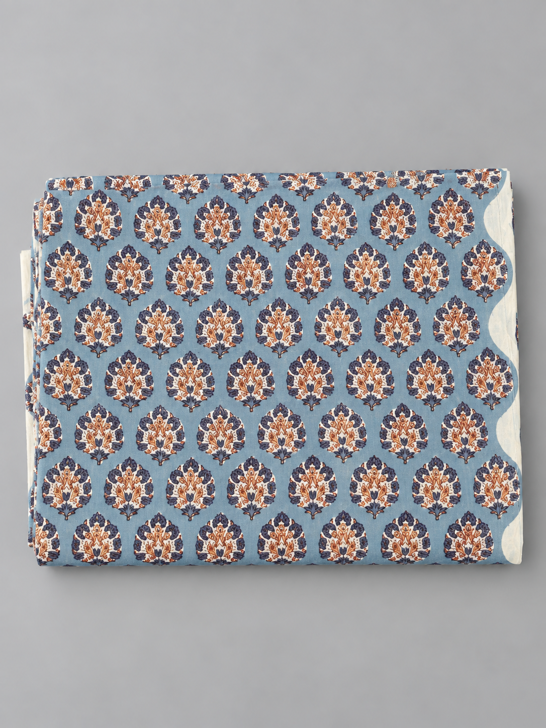 Grey Block Printed Cotton Fabric