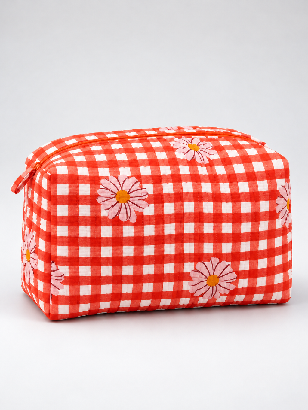 Red Gingham Toiletry Pouch Set Of 3