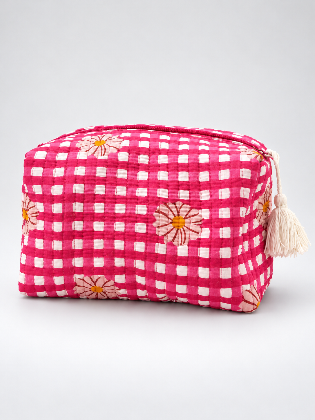 Berry Gingham Bloom Pouch