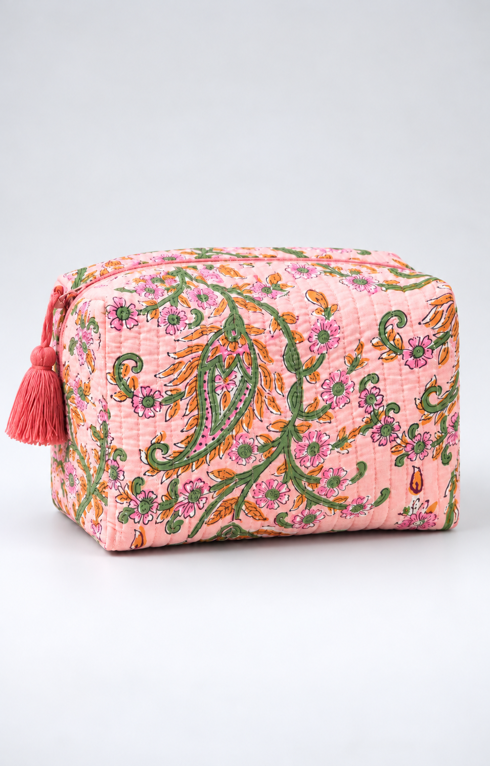 Pink Paisley Vine Quilted Pouch