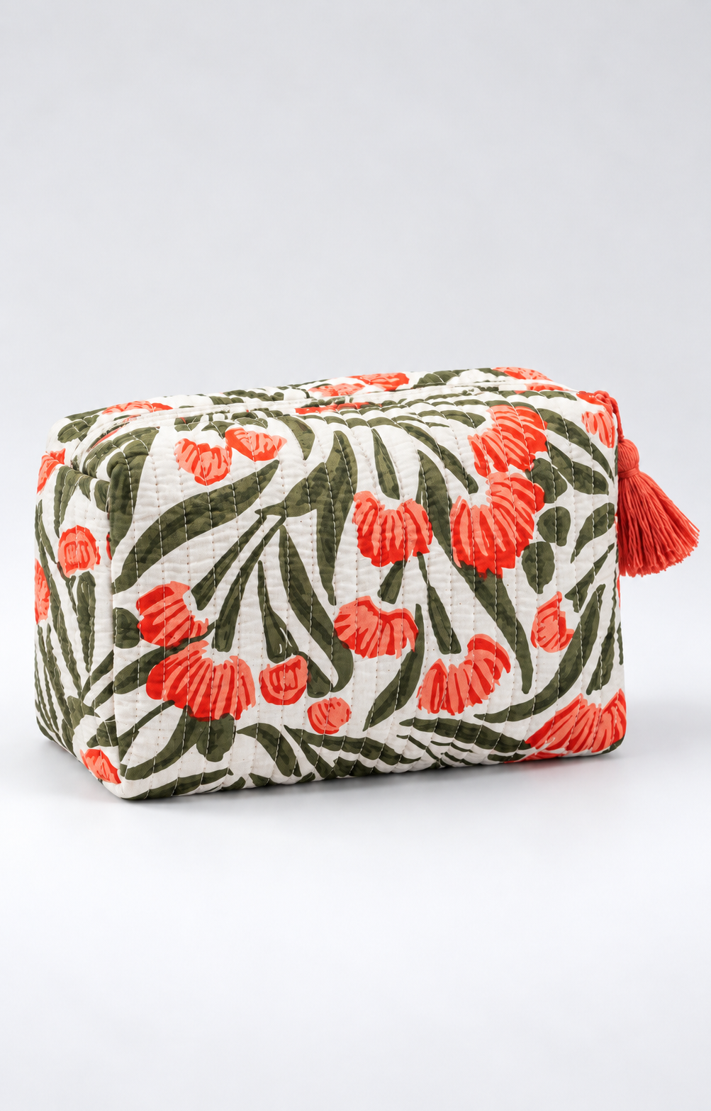 Scarlet Floral Tassel Pouch