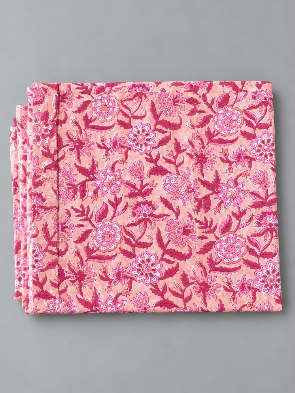Pink Block Printed Cotton Fabric