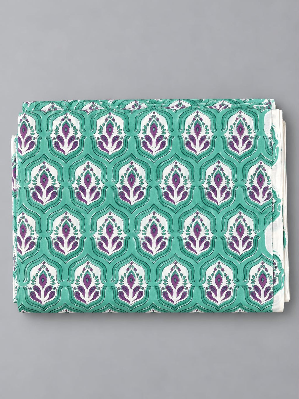 Flower Block Printed Cotton Fabric