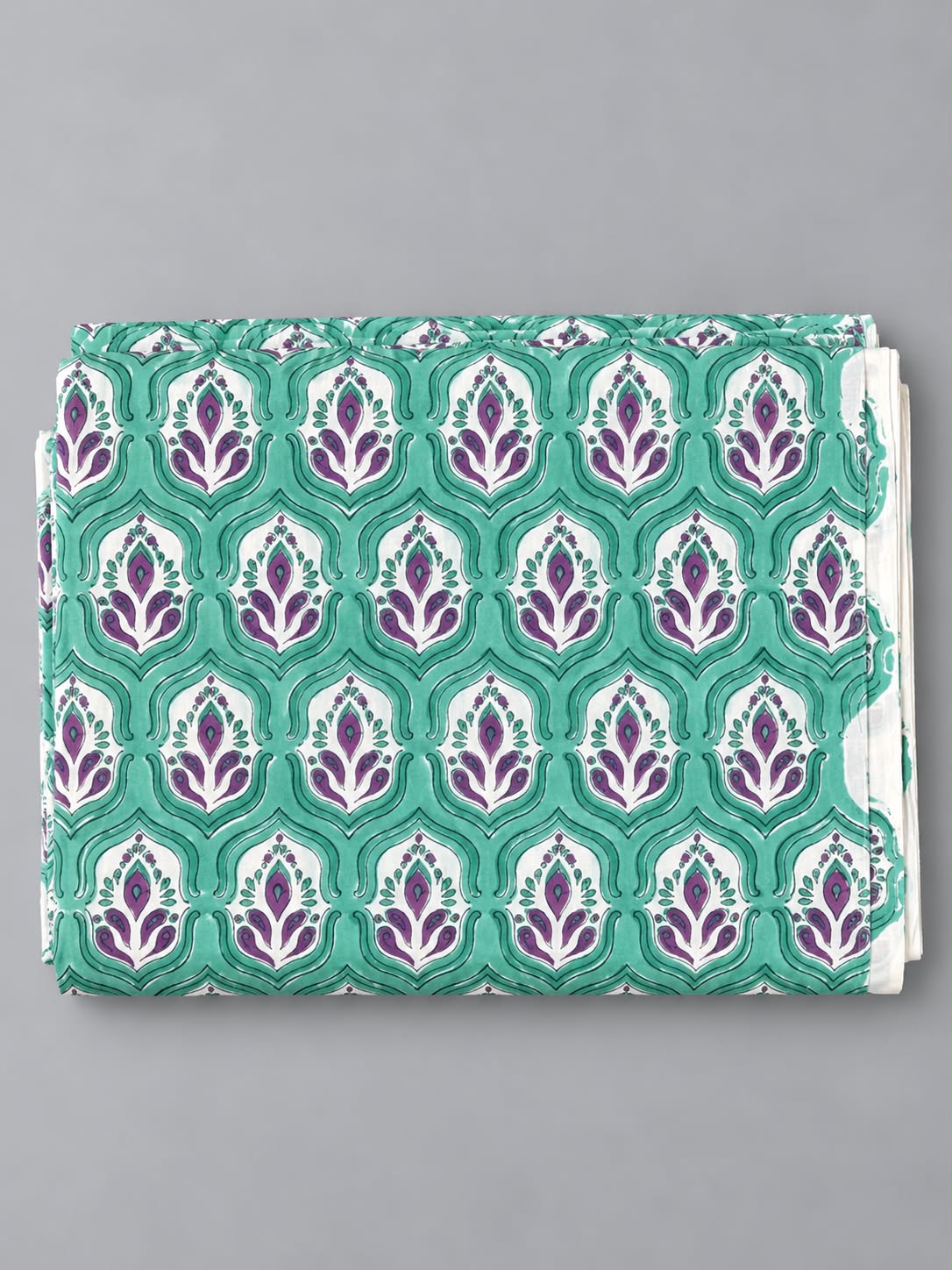 Flower Block Printed Cotton Fabric
