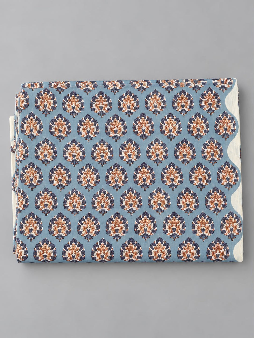Dusty Blue & Rust Paisley Block Print