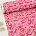 Pink Block Printed Cotton Fabric