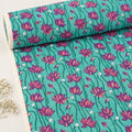 Teal & Magenta Lotus Block Print