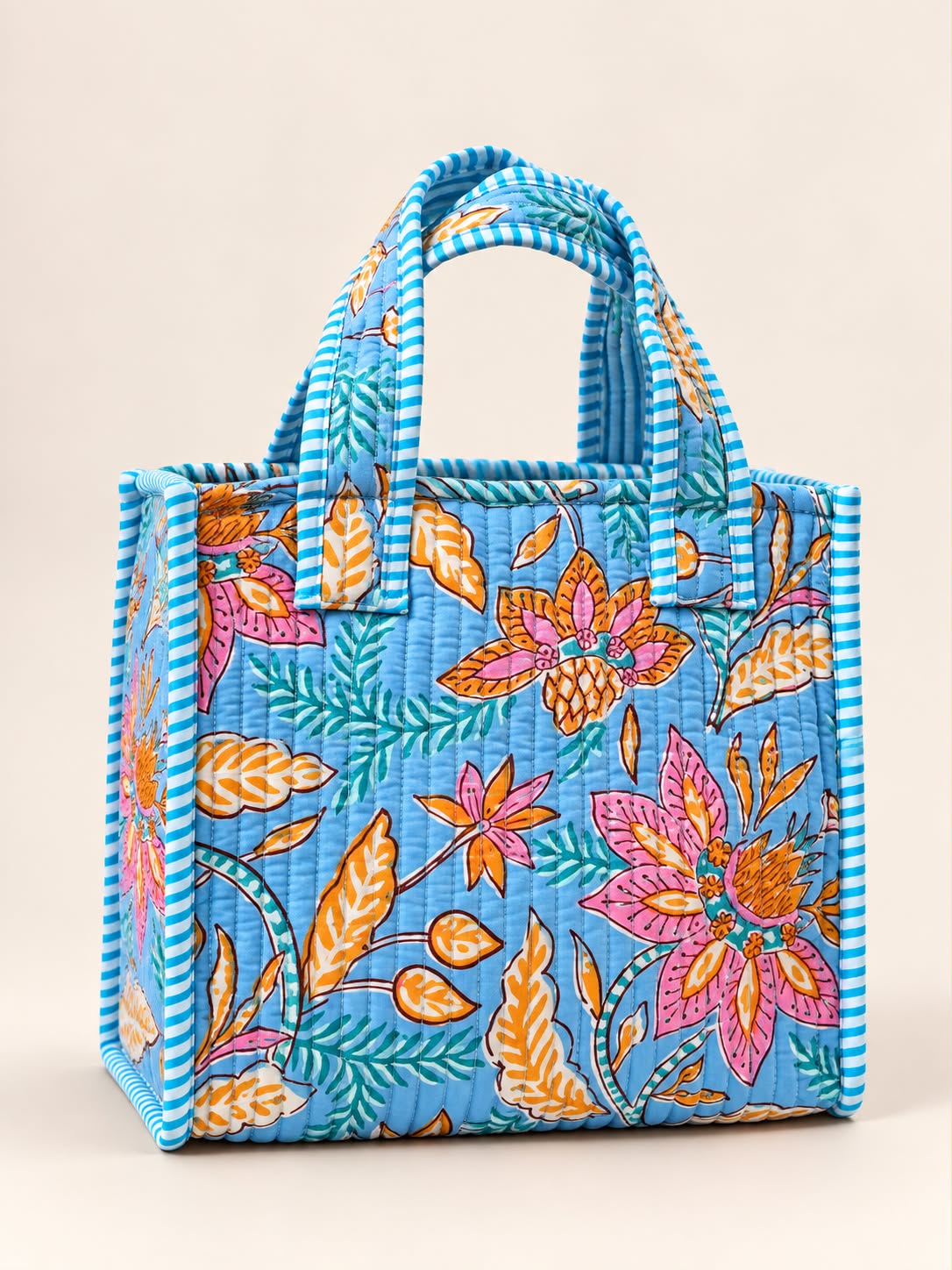 The Azure Paisley Quilted Mini Tote