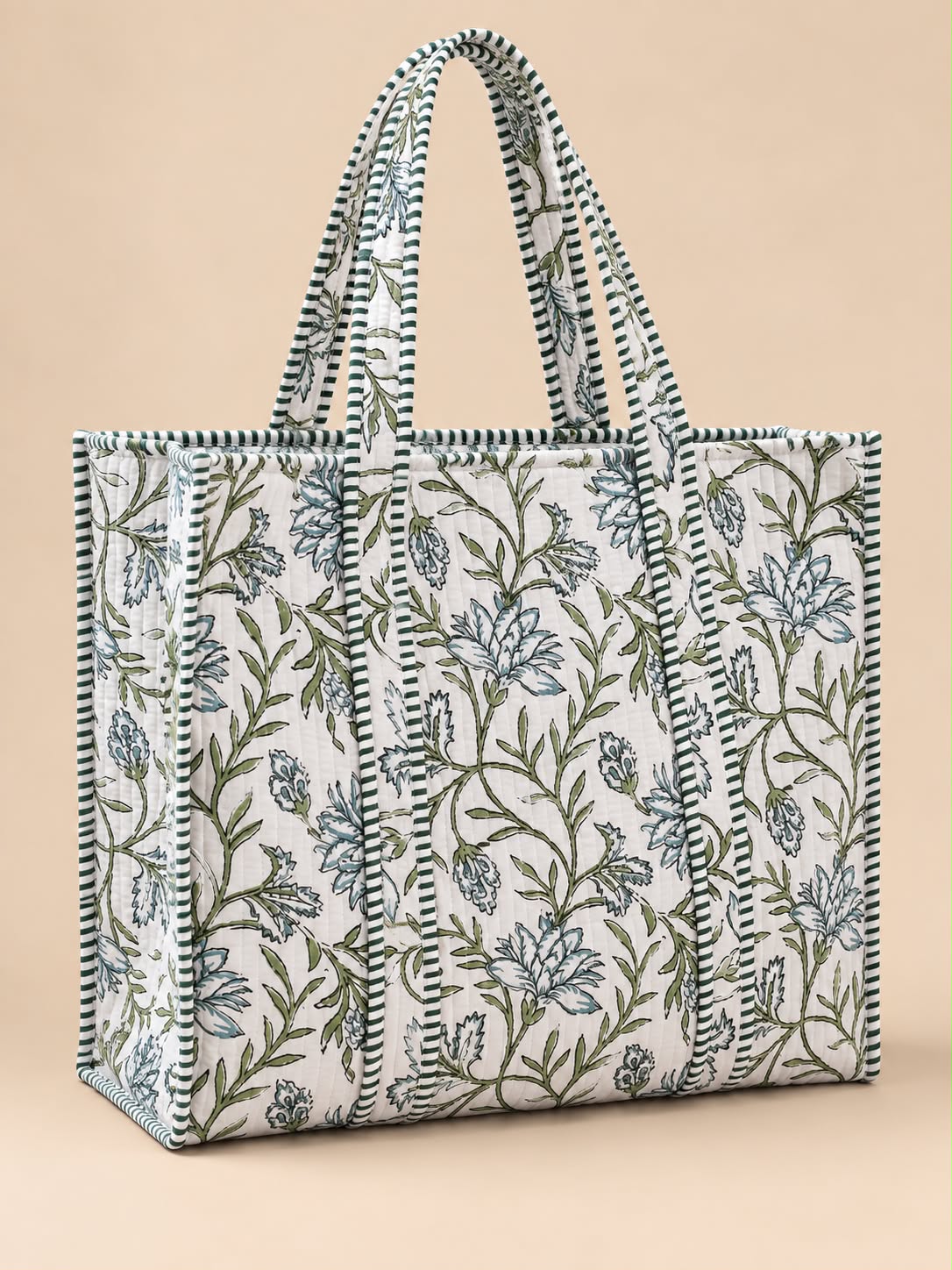 The Sage Floral Quilted Tote