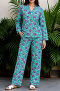 Turquoise & Magenta Water Lily Pajama Set