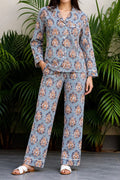 Dusty Blue & Terracotta Paisley Pajama Set
