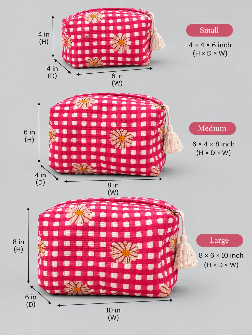 Berry Gingham Bloom Pouch