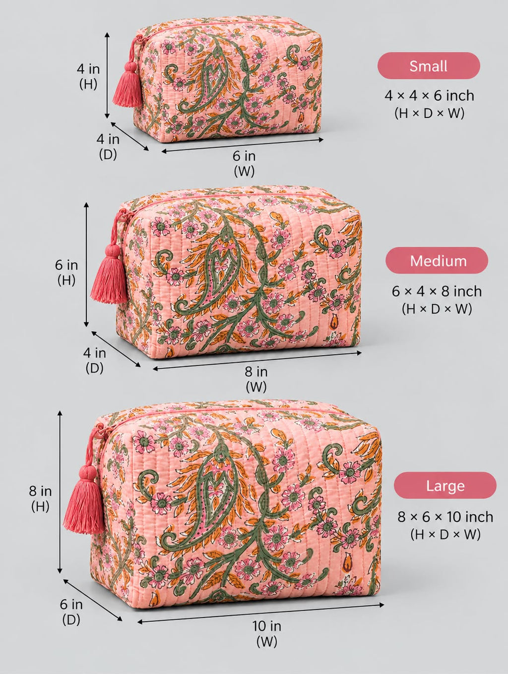 Pink Paisley Vine Quilted Pouch