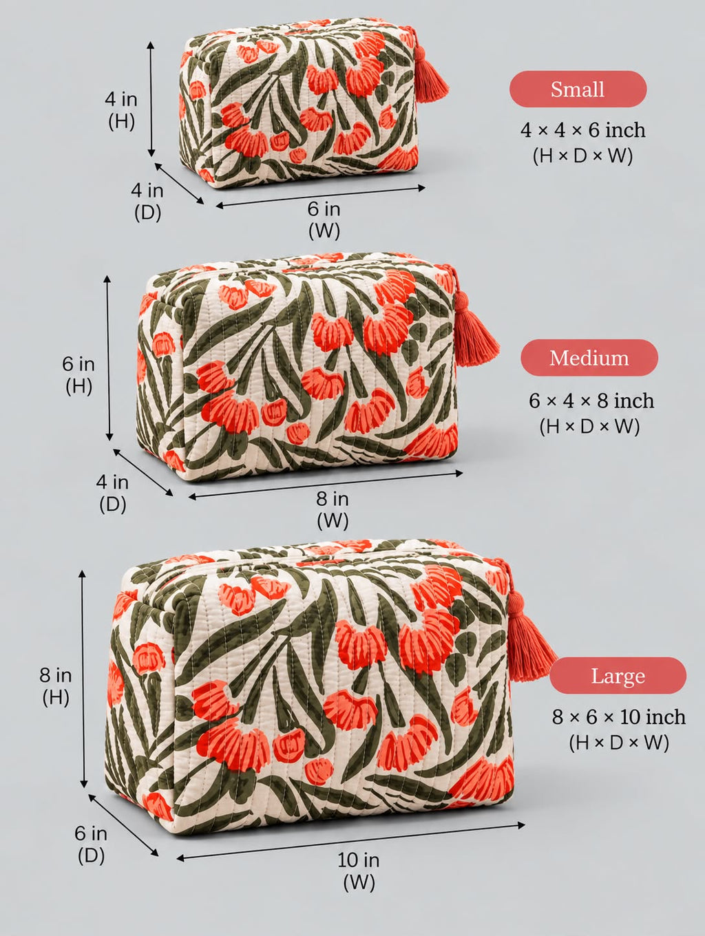 Scarlet Floral Tassel Pouch